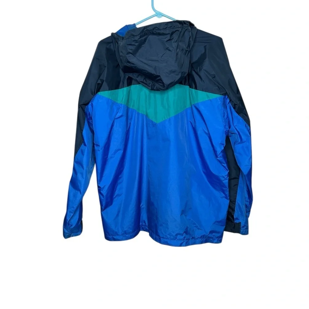 Vtg The North Face Blue & Teal Colorblock Hooded Windbreaker size large